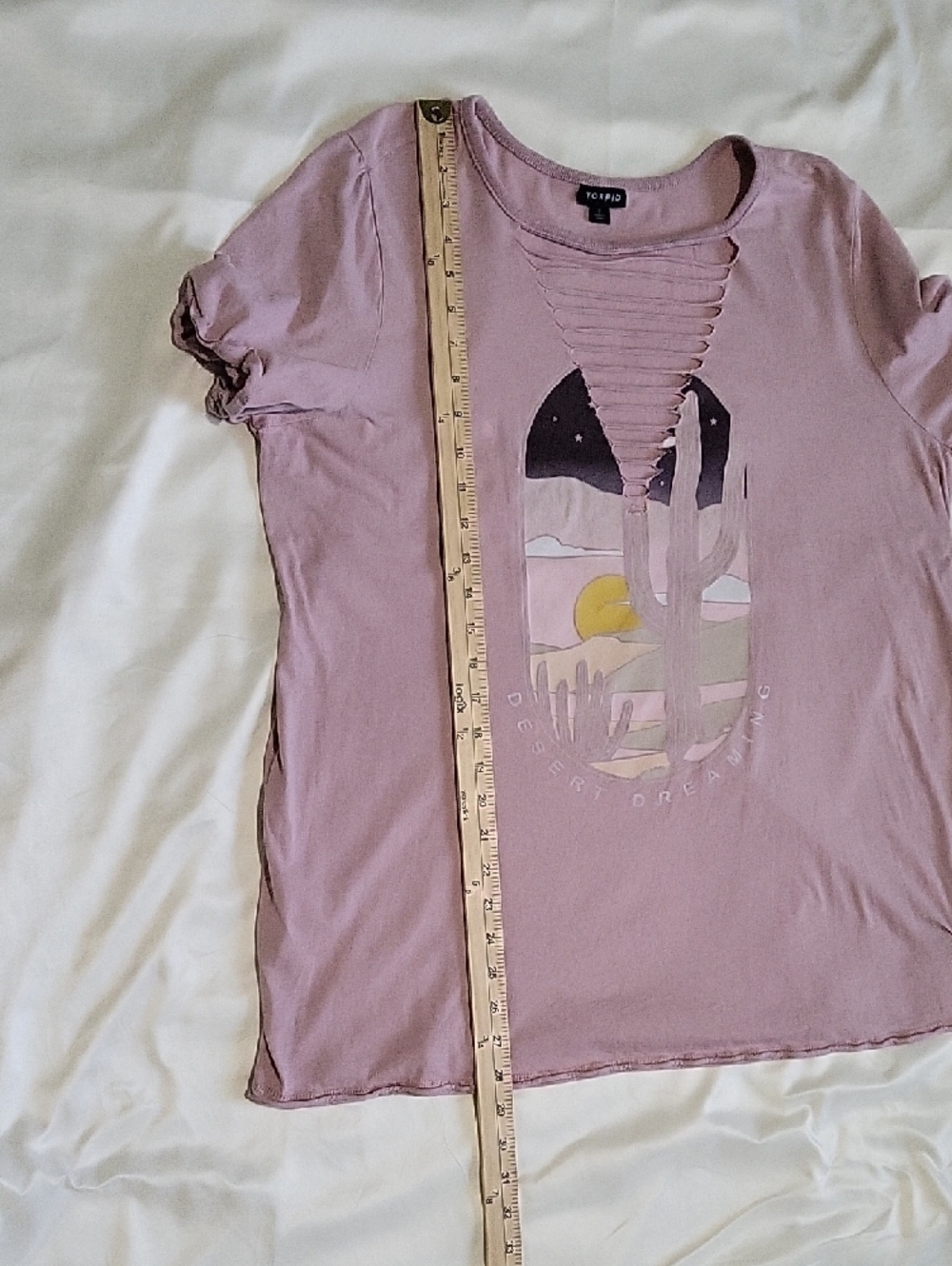 Torrid Desert Dreaming Graphic Tee Size 2X Pink Cactus Cutout Neckline - Picture 10 of 11
